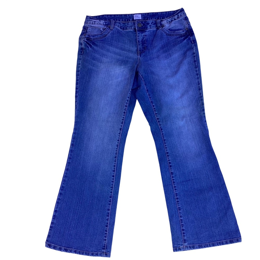 JMS‎ Just My Size Womens 16W Average Blue Bootcut Butterfly Embroidered Jeans